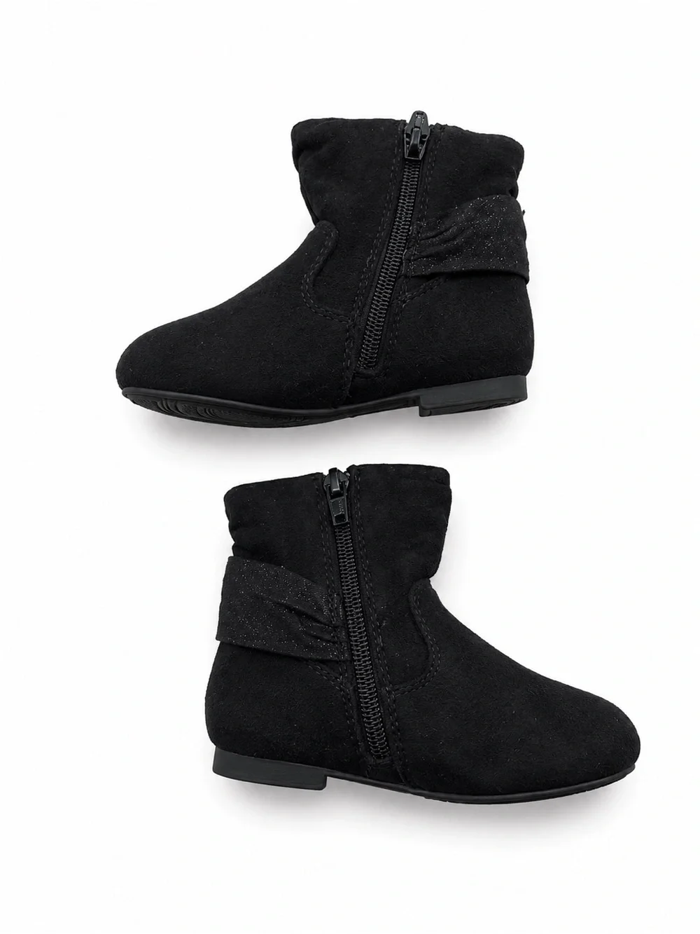 Wonder Nation Toddler Black Faux Suede Bow Ankle Boots Size 7